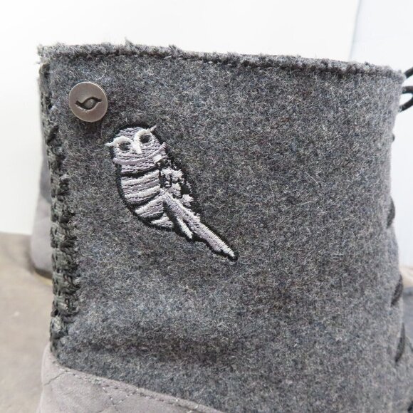 The Sak Sakroots Womens 10 Gray Jayla Boots Lace Up Booties Owl Felt Boucle NEW - Picture 2 of 12